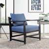 Dunawest Malibu Accent Chair with Open Wood Frame, Navy Blue