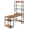 Home Office computer desk Steel frame and MDF board/5 tier open bookshelf Plenty storage space