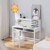 Painted Student Table and Chair Set A, White, 5-layer Desktop, Multifunctional (110*60*66cm) RT