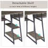 Home Office Two Person Desk with Open Bookshelf and Storage Shelf, Rustic Writing Desk Workstation ,Double Desk for Two Person(grey brown)  YJ