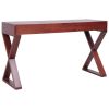 Computer Desk Brown 52"x18.5"x30.3" Solid Mahogany Wood