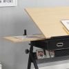adjustable wood drafting table desk with 2 drawers for home office and school(wood) YF