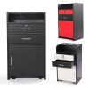 Salon Beauty Cabinet, 3-Layer Rolling Trolley with Storage Drawer, Wheels and 2 Hair Dryer Holders, Black XH
