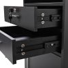 Salon Beauty Cabinet, 3-Layer Rolling Trolley with Storage Drawer, Wheels and 2 Hair Dryer Holders, Black XH