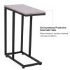 C Table Sofa Side Table for Small Space, Snack Table with Wood Finish and Steel Construction for Couch and Bedside