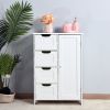 White Bathroom Storage Cabinet, Floor Cabinet with Adjustable Shelf and Drawers