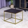 Living Room Black Coffee Table with MDF Top, Nesting Table with Metal Legs 17.71 x 20.87 x 15.35 inch