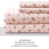DunaWest Melun 4 Piece Rose Pattern King Size Microfiber Sheet Set , Pink