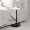 conifferism Small Side Table for Sofa White Faux Marble Metal C-Table Round Tray C Shaped Side Table for Living Room,Snack End Table Under Couch