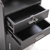 Salon Beauty Cabinet, 3-Layer Rolling Trolley with Storage Drawer, Wheels and 2 Hair Dryer Holders, Black XH