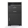 Salon Beauty Cabinet, 3-Layer Rolling Trolley with Storage Drawer, Wheels and 2 Hair Dryer Holders, Black XH