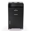Salon Beauty Cabinet, 3-Layer Rolling Trolley with Storage Drawer, Wheels and 2 Hair Dryer Holders, Black XH