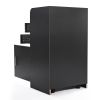 Salon Beauty Cabinet, 3-Layer Rolling Trolley with Storage Drawer, Wheels and 2 Hair Dryer Holders, Black XH