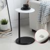 conifferism Small Side Table for Sofa White Faux Marble Metal C-Table Round Tray C Shaped Side Table for Living Room,Snack End Table Under Couch