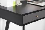 Modern Mid Century Desk 47" | Computer Desk with 3 Drawers, Black Wood Board with Oak Grain (Black Oak + Dark Grey),for Home Office