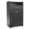 Salon Beauty Cabinet, 3-Layer Rolling Trolley with Storage Drawer, Wheels and 2 Hair Dryer Holders, Black XH