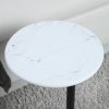 conifferism Small Side Table for Sofa White Faux Marble Metal C-Table Round Tray C Shaped Side Table for Living Room,Snack End Table Under Couch