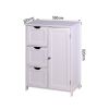 Bathroom Storage Cabinet, White Floor Cabinet with 3 Large Drawers and 1 Adjustable Shelf