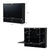 Wall Mounted Table Folding Laptop Desk Wall-Mount Writing Desk with Storage Shelves - black