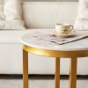 Sintered stone sofa side table Gold metal frame with carrara white color top-16'