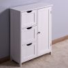 Bathroom Storage Cabinet, White Floor Cabinet with 3 Large Drawers and 1 Adjustable Shelf