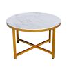 Sintered stone sofa side table Gold metal frame with carrara white color top-32"