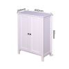 Bathroom Floor Storage Cabinet with Double Door Adjustable Shelf, White