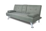 FUTON SOFA BED SLEEPER LIGHT GREY FABRIC