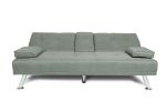 FUTON SOFA BED SLEEPER LIGHT GREY FABRIC