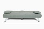 FUTON SOFA BED SLEEPER LIGHT GREY FABRIC