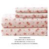 DunaWest Melun 4 Piece Rose Pattern King Size Microfiber Sheet Set , Pink
