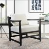 Dunawest Malibu Accent Chair with Open Wood Frame, Light Gray and Black