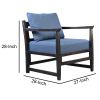 Dunawest Malibu Accent Chair with Open Wood Frame, Navy Blue