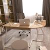 Mecor L-Shaped Desk Computer Desk Office Workstation Modern Home Study Writing Wooden Table,Laptop Study Corner Table(White/Yellow)--YS