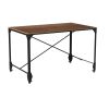 Industrial Style Home Office Desk with Rectangular Wooden Top and Metal Legs, Brown and Bronze