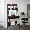 DunaWest Contemporary Style Ladder Home Office Desk With 3 Open Shelves and 1 Drawer, Brown
