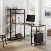 Home Office Computer desk with multiple storage shelves, Modern Large Office Desk with Bookshelf and storage space(Tiger)  YJ