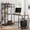 Home Office Computer desk with multiple storage shelves, Modern Large Office Desk with Bookshelf and storage space(Tiger)  YJ