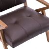 Retro Single Sofa Chair Armchair Seat Accent Armchair Wood Frame Suede Brown