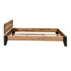 Bed Frame Solid Acacia Wood Steel 76"x79.9"
