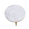 Sintered stone sofa side table Gold metal frame with carrara white color top-32"