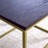 Living Room Black Coffee Table with MDF Top, Nesting Table with Metal Legs 17.71 x 20.87 x 15.35 inch