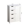White Bathroom Storage Cabinet, Floor Cabinet with Adjustable Shelf and Drawers