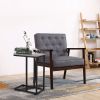 C Table Sofa Side Table for Small Space, Snack Table with Wood Finish and Steel Construction for Couch and Bedside