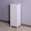 White Bathroom Storage Cabinet, Freestanding Cabinet with Drawers