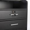Salon Beauty Cabinet, 3-Layer Rolling Trolley with Storage Drawer, Wheels and 2 Hair Dryer Holders, Black XH