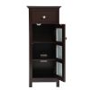 Bathroom Floor Storage Cabinet Free Standing Cupboard Organizer with 1 Drawer and Adjustable Shelf for Living Room XH