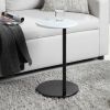 conifferism Small Side Table for Sofa White Faux Marble Metal C-Table Round Tray C Shaped Side Table for Living Room,Snack End Table Under Couch