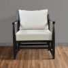 Dunawest Malibu Accent Chair with Open Wood Frame, Light Gray and Black