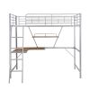 Metal Loft Bed with L-shaped Desk and Shelf, Silver(New)